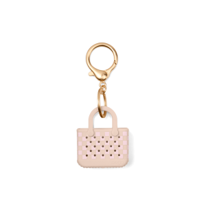 Tiny Tote Keychain - Checkered Linen/ Pink Marshmallow